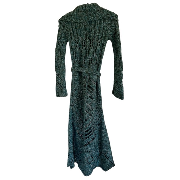 Free People Green Blue Budapest Daydream Long Knit Duster Sweater Cardigan Small - Picture 2 of 10